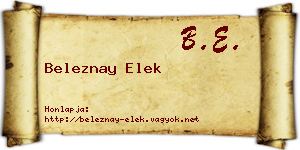 Beleznay Elek névjegykártya